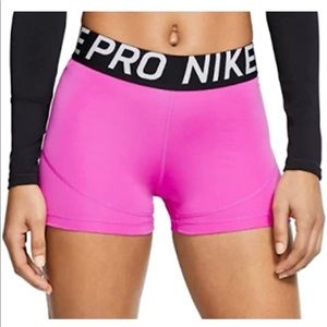 Large Nike Pro Tight Fit 3” Pink Shorts NWT